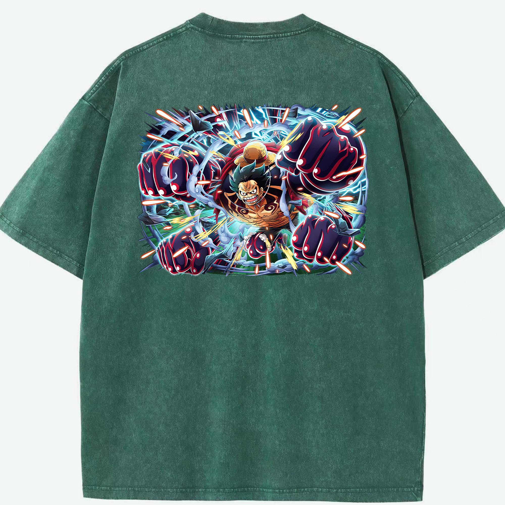 ワンピース モンキー・D・ルフィ ONE PIECE Monkey D. Luffy 綿100% ヴィンテージ風 半袖Tシャツ（背面プリント）